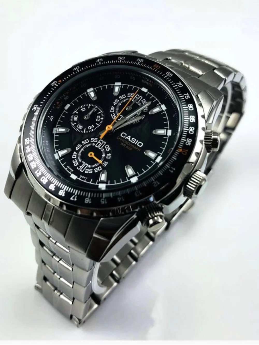 NWT Men's Casio Chronograph Pilot Slide Rule Bezel Watch - Picture 3 of 6